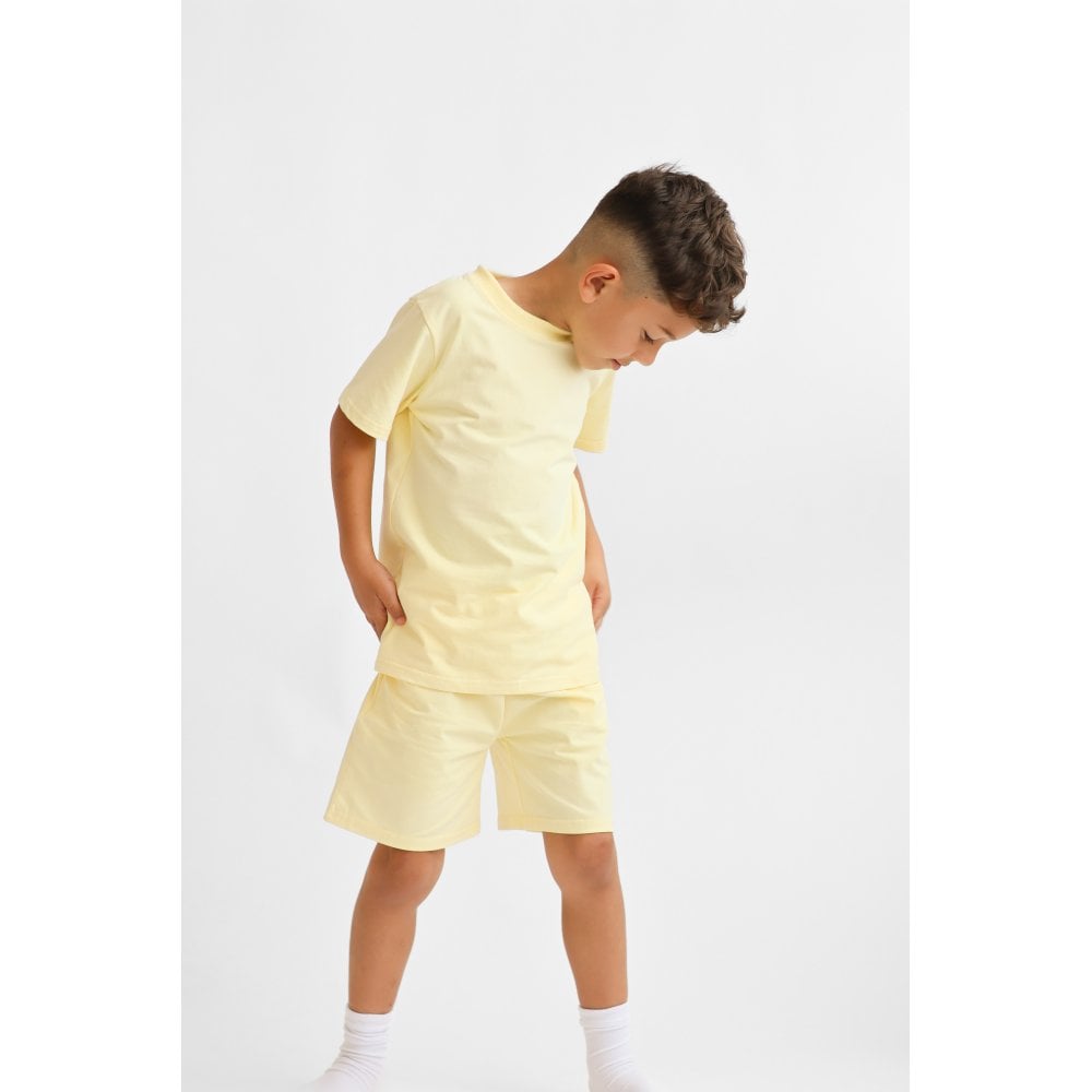"Marco" Boys Plain T-Shirt and Short Set - Lemon