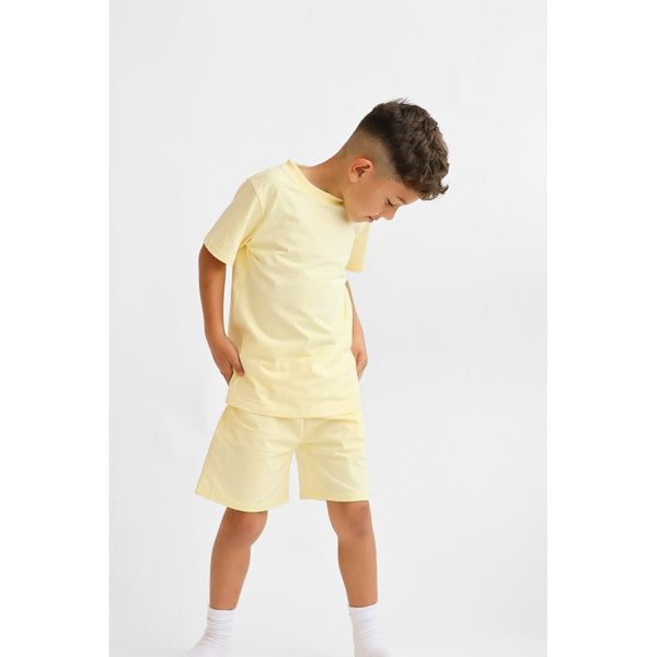 "Marco" Boys Plain T-Shirt and Short Set - Lemon