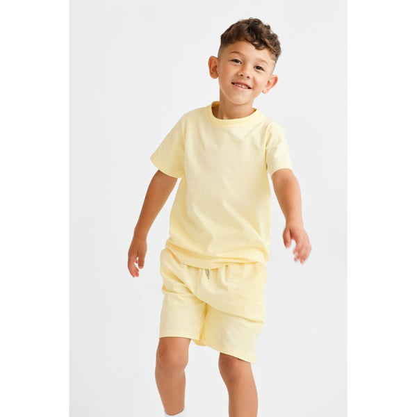 "Marco" Boys Plain T-Shirt and Short Set - Lemon