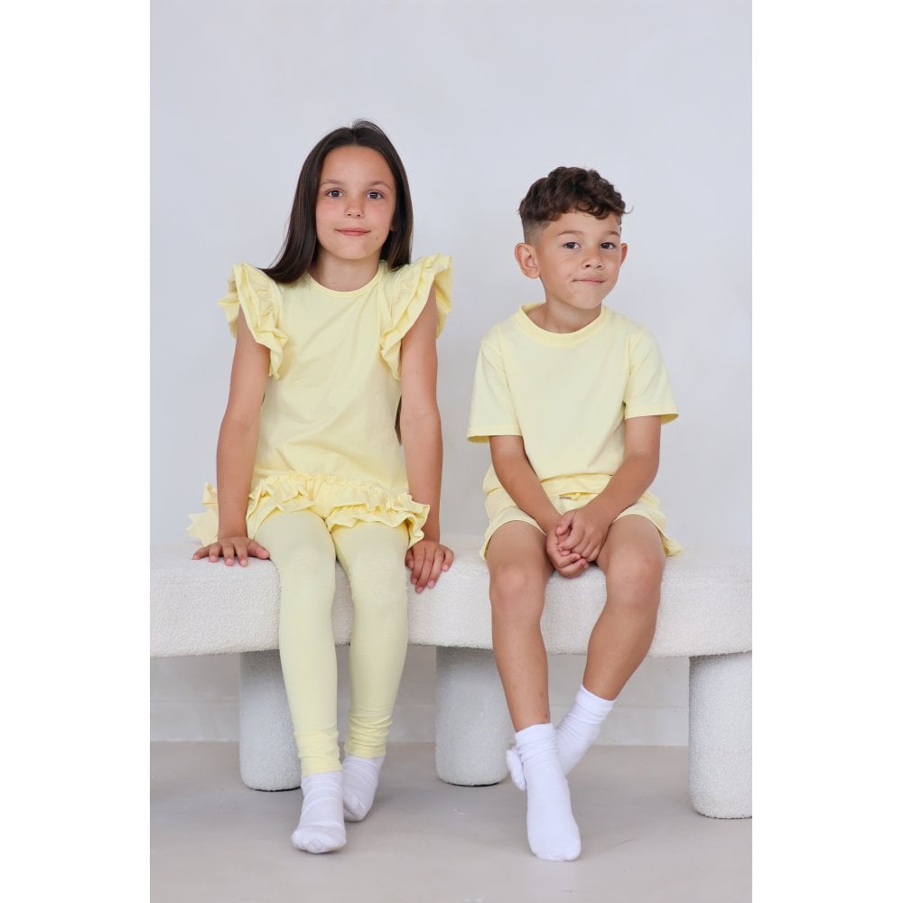 "Marco" Boys Plain T-Shirt and Short Set - Lemon