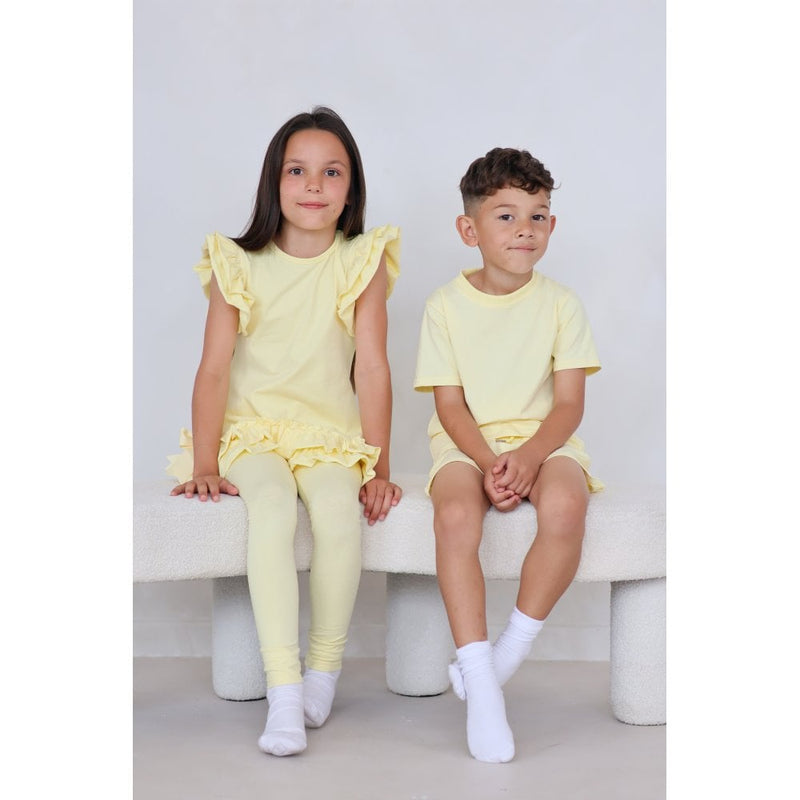 "Marco" Boys Plain T-Shirt and Short Set - Lemon