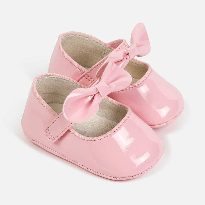 Mayoral Baby Pink Patent Pram Bow Shoes - 9286