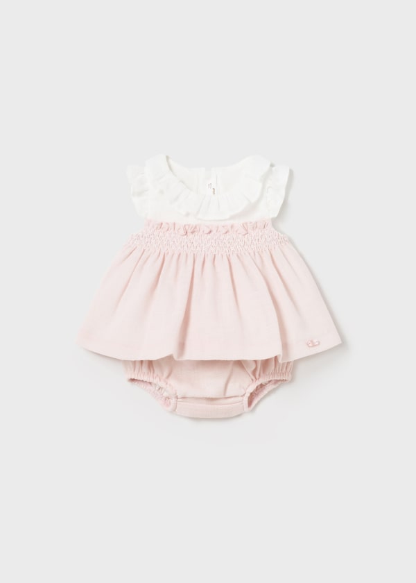 Mayoral Nude Pink & White Baby Girls Dress & Pants Set - 1210