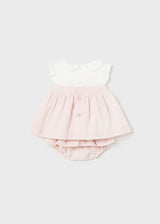 Mayoral Nude Pink & White Baby Girls Dress & Pants Set - 1210