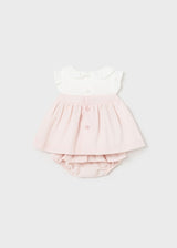 Mayoral Nude Pink & White Baby Girls Dress & Pants Set - 1210