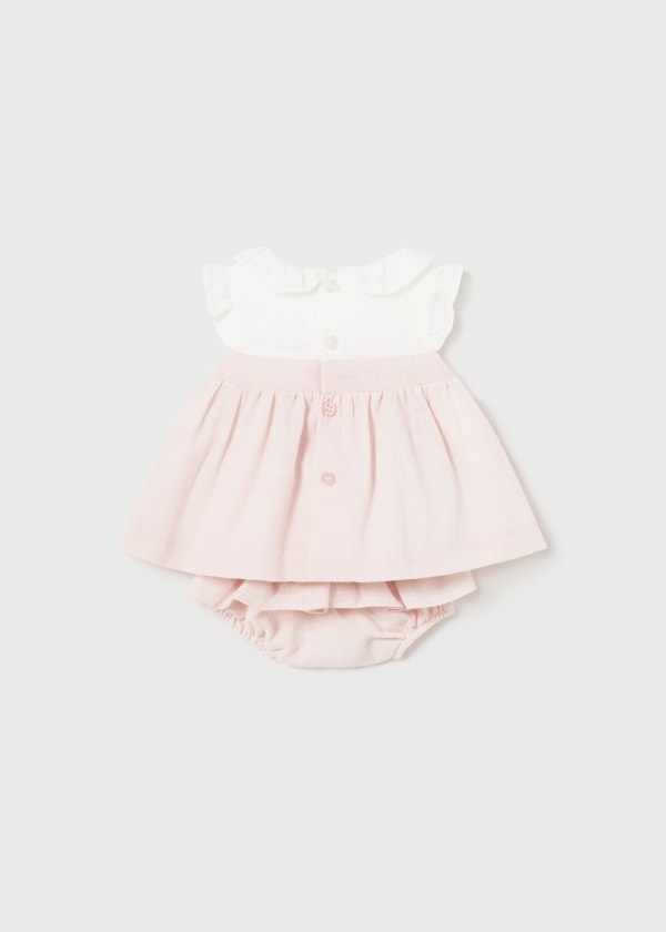 Mayoral Nude Pink & White Baby Girls Dress & Pants Set - 1210