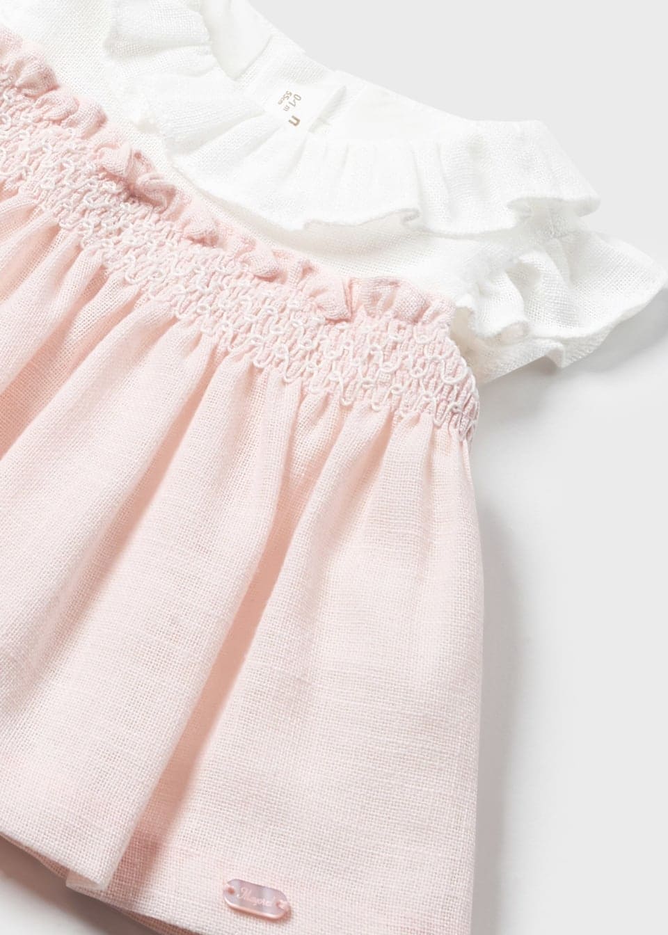 Mayoral Nude Pink & White Baby Girls Dress & Pants Set - 1210