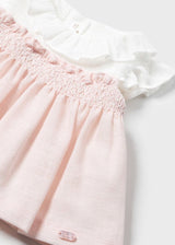 Mayoral Nude Pink & White Baby Girls Dress & Pants Set - 1210