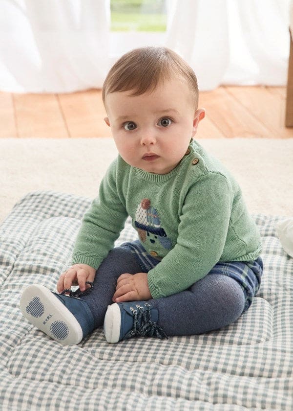 Mayoral 3 Piece Puppy Set - Jumper, Short & Tights - 2244 - Green