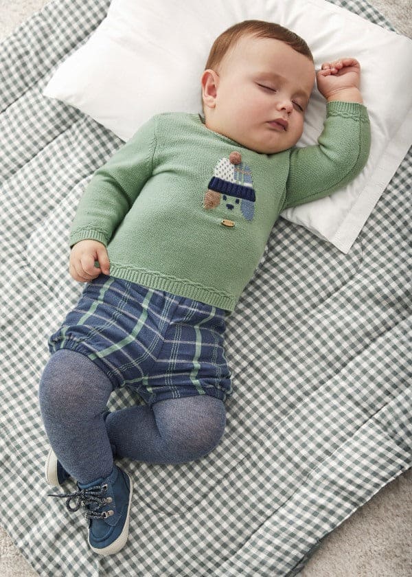 Mayoral 3 Piece Puppy Set - Jumper, Short & Tights - 2244 - Green