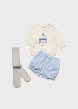 Mayoral 3 Piece Puppy Set - Jumper, Short & Tights - 2244 - Green