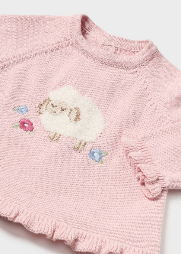 Mayoral Baby Girls Three Piece Set - Jumper, Frilly Jam Pants & Tights - 2243 - Rosa Baby