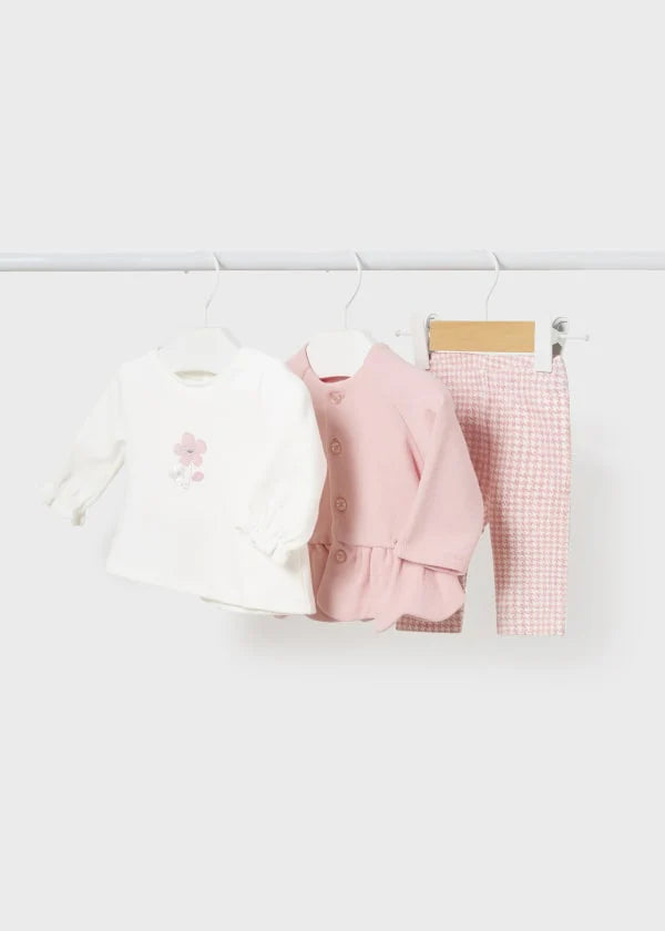 Mayoral Three Piece Set With Cardigan - 2756 - Rosa Pink