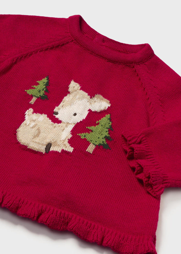 Mayoral Baby Girls Three Piece Set - Jumper, Frilly Jam Pants & Tights - 2243 - Red