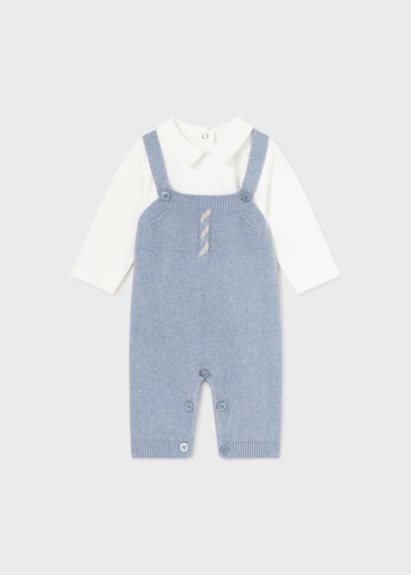 Mayoral Baby Boys 3 Piece Knitted Dungaree Set - 2621