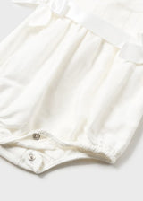 Mayoral Baby Ceremonial Romper With Lace Detail & Bows - 1630 - Ivory