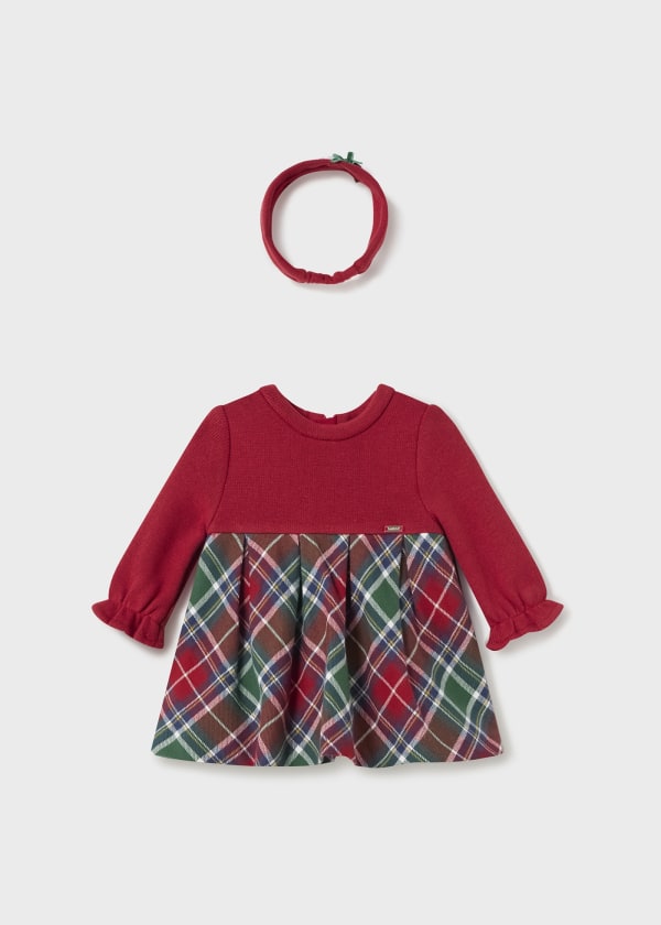 Mayoral Long Sleeved Red Tartan Dress With Headband - Winter - 2862 - Red