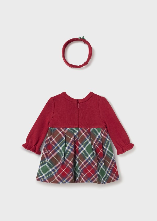 Mayoral Long Sleeved Red Tartan Dress With Headband - Winter - 2862 - Red