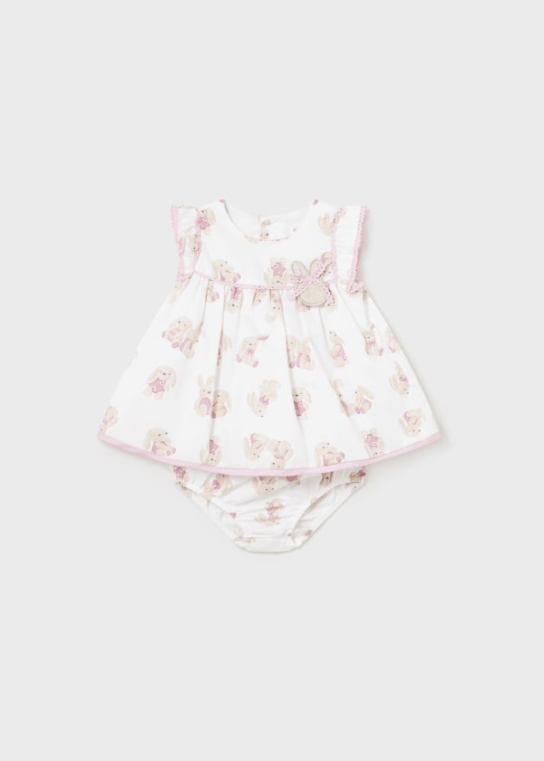 Mayoral Baby Girls Bunny Rabbit Print Dress & Satin Nappy Cover - 1807