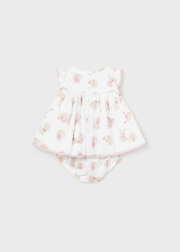 Mayoral Baby Girls Bunny Rabbit Print Dress & Satin Nappy Cover - 1807