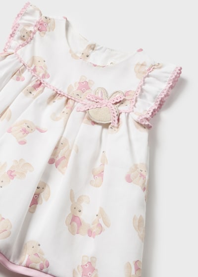 Mayoral Baby Girls Bunny Rabbit Print Dress & Satin Nappy Cover - 1807