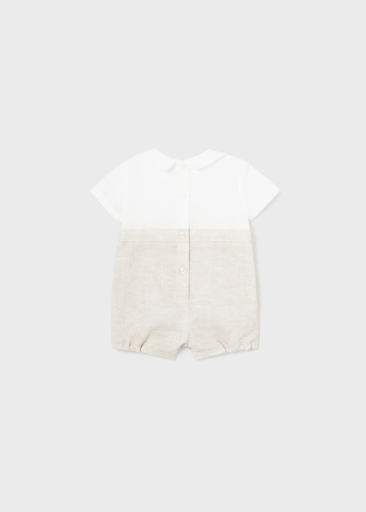 Mayoral Newborn Formal Romper European Linen - Beige - 1635