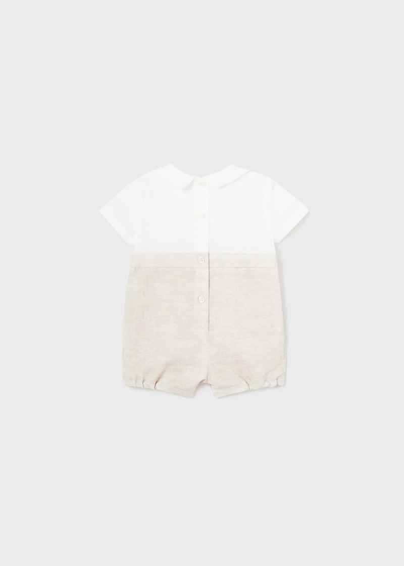 Mayoral Newborn Formal Romper European Linen - Beige - 1635