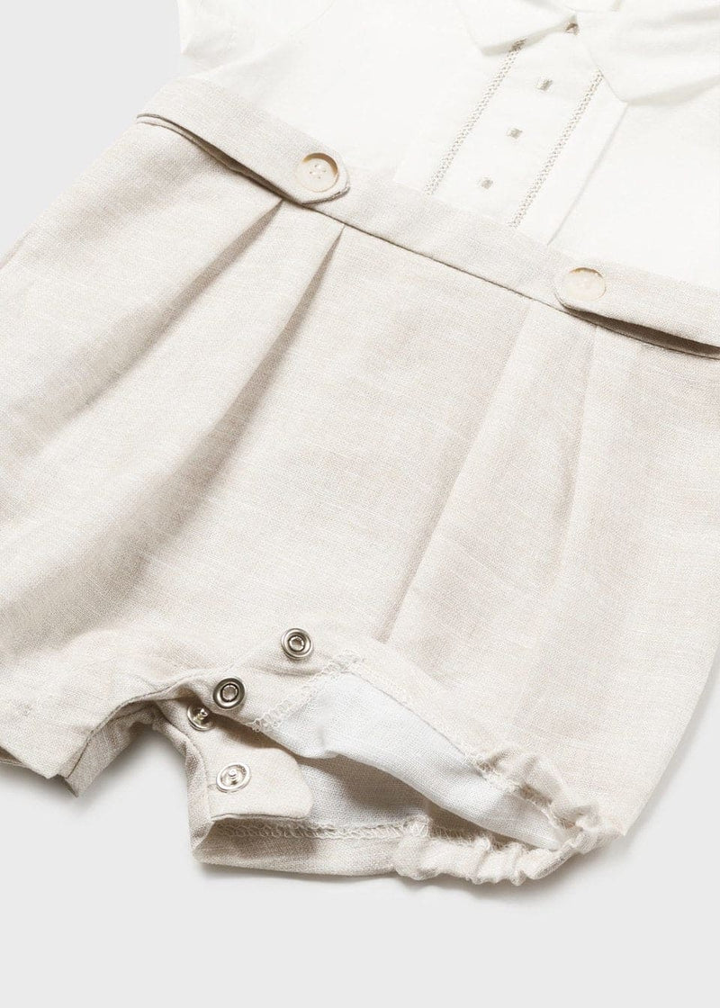 Mayoral Newborn Formal Romper European Linen - Beige - 1635