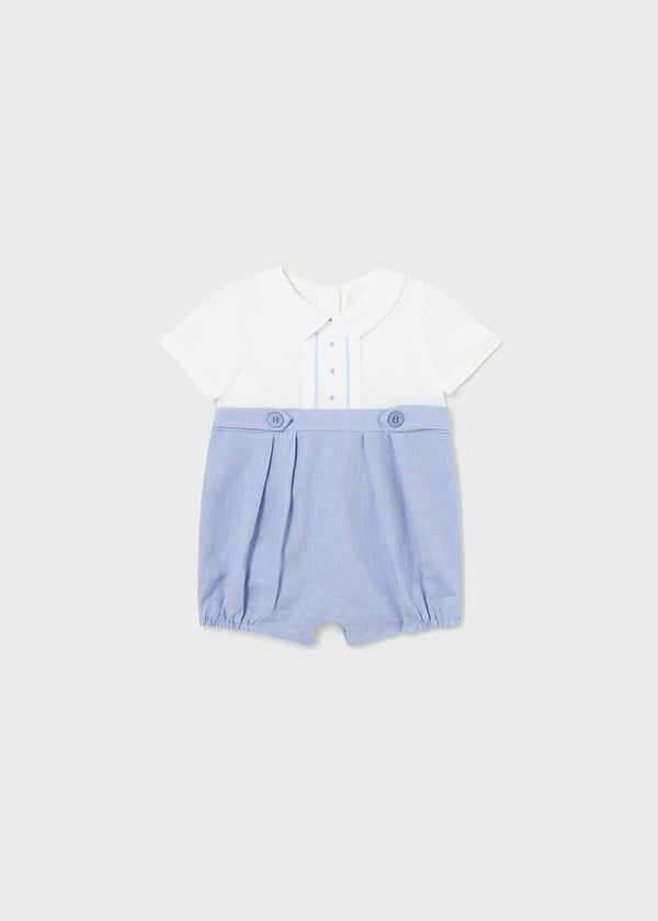 Mayoral Newborn Formal Romper European Linen - Blue - 1635