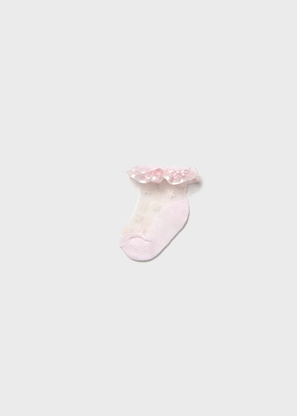 Mayoral Pink Plumetti Frill Flower Socks - 9871