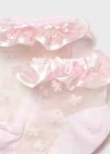 Mayoral Pink Plumetti Frill Flower Socks - 9871