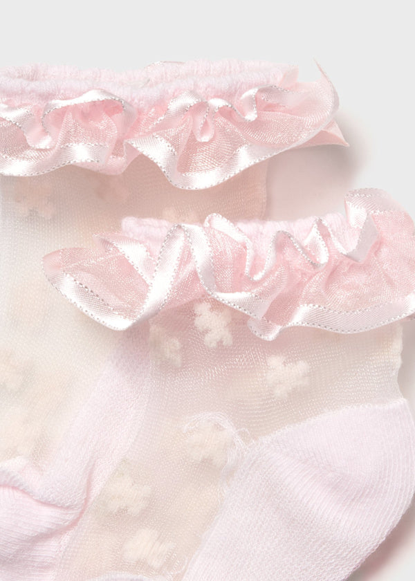 Mayoral Pink Plumetti Frill Flower Socks - 9871