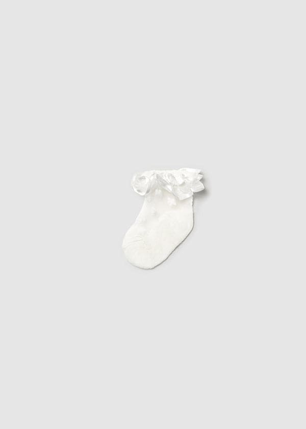 Mayoral Ivory Plumetti Frill Flower Socks - 9871