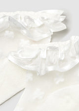 Mayoral Ivory Plumetti Frill Flower Socks - 9871