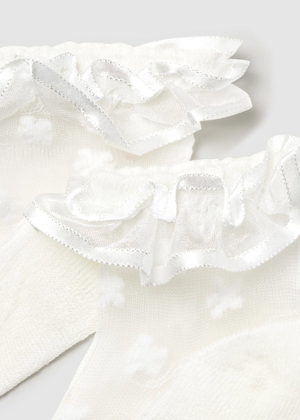 Mayoral Ivory Plumetti Frill Flower Socks - 9871