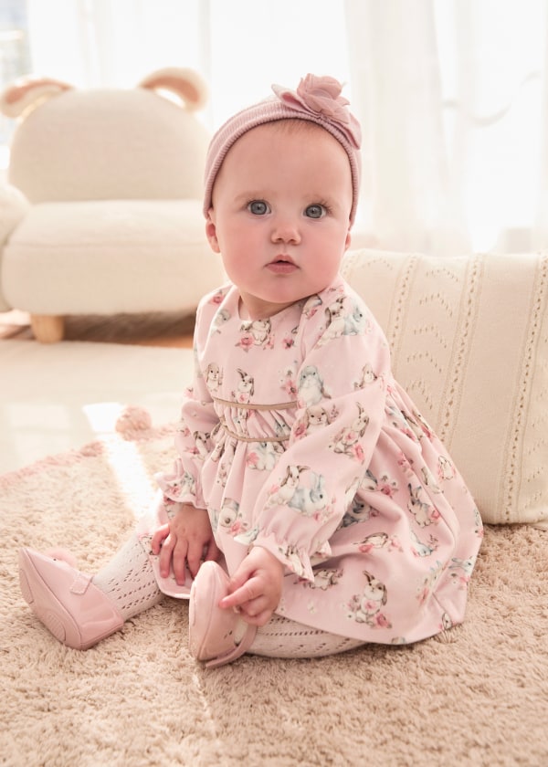 Mayoral Girls Velvet Rabbit Printed Dress - 2809