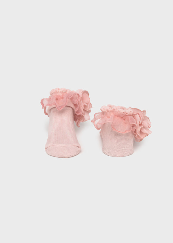Mayoral Baby Girls "Rosa Baby" Pink Lace Socks & Matching Headband Set - 9869