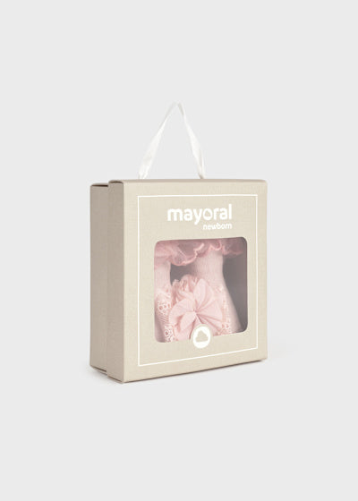 Mayoral Baby Girls "Rosa Baby" Pink Lace Socks & Matching Headband Set - 9869