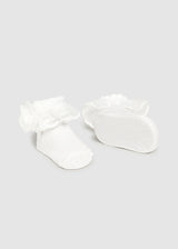 Mayoral Baby Girls White Lace Socks & Matching Headband Set - 9869