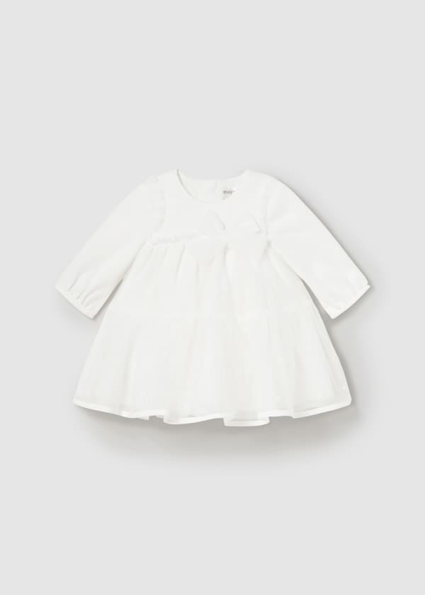 Mayoral Baby Girls Winter White Tulle Dress With Bow - 2805