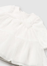 Mayoral Baby Girls Winter White Tulle Dress With Bow - 2805