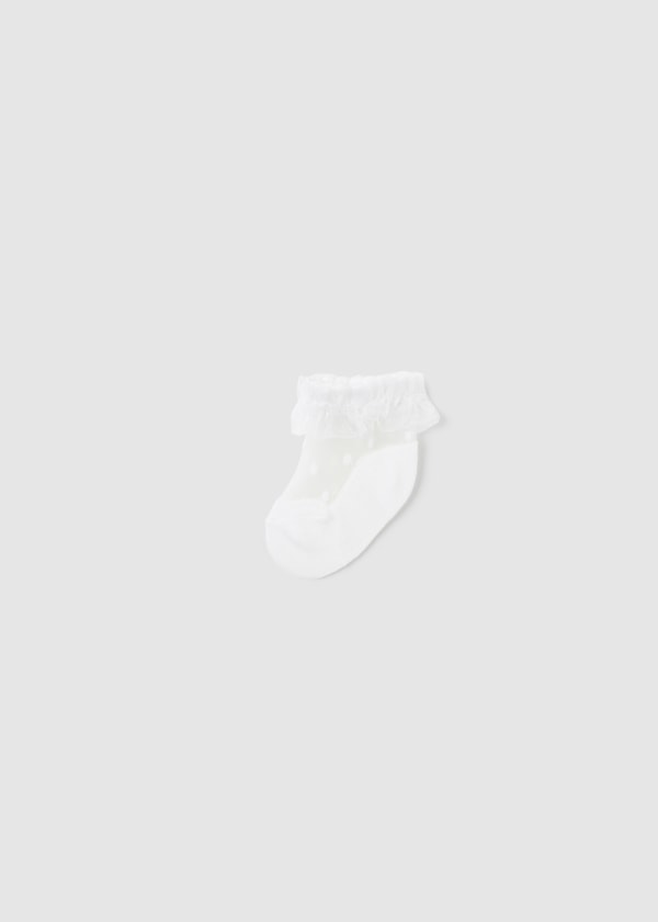 Mayoral White Plumeti Socks With Frilly Trim - 9712