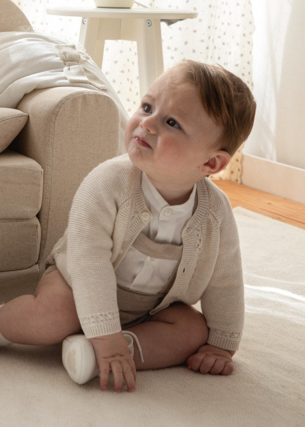 Mayoral Baby Boys Cream/Beige Knit Cardigan - 2302