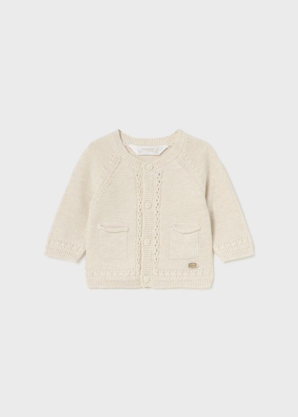 Mayoral Baby Boys Cream Beige Knit Cardigan 2302 Bella Sienna