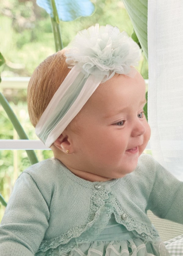 Mayoral Tulle Flower Elasticated Headband - 9728 - Jade