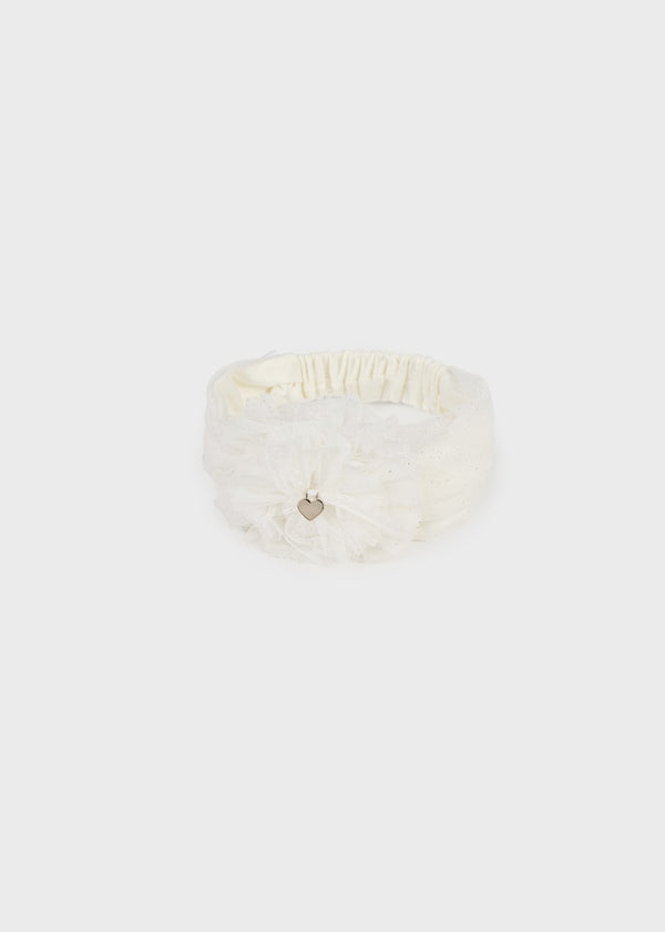 Mayoral Tulle Flower Elasticated Headband - 9728 - Ivory