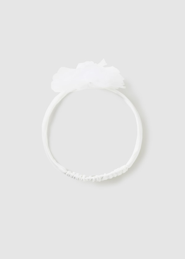 Mayoral Tulle Flower Elasticated Headband - 9728 - White