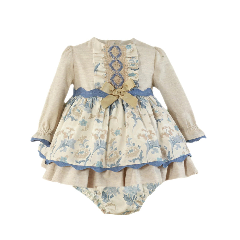 Miranda Beige & Blue Floral Dress & Pants Set - 138 VB