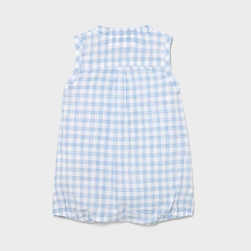 Mayoral Blue Check 100% Cotton Romper 1621