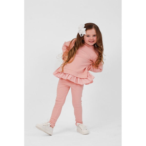 Harris Kids "Orla" Girls Ribbed Jumper & Legging Set - Dusky Pink